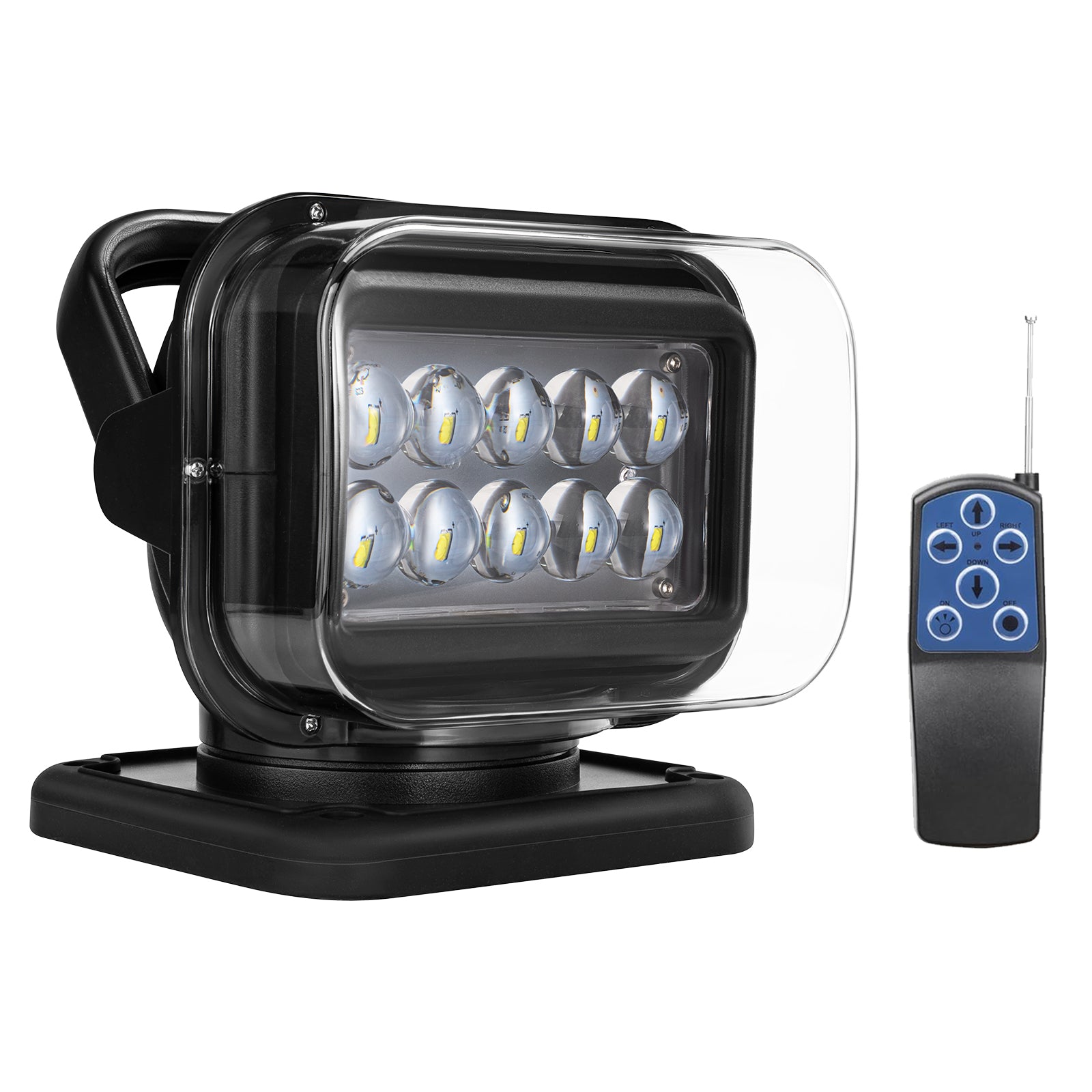 Niceky Remote Control Spotlight for Truck,LED Search Light Auto-Reset 360 Rotating Boat Spot Light for Hunting Marine Offroad Pickup SUV UTV Go Outdoor,6 Strong Magnets 50W 5000lm 12V 24V